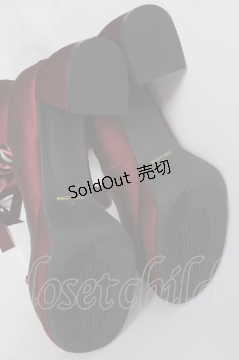 画像6: axes femme POETIQUE / レースアップサテンシューズ L ワイン Y-26-03-16-083-AX-SH-SZ-ZY (6)