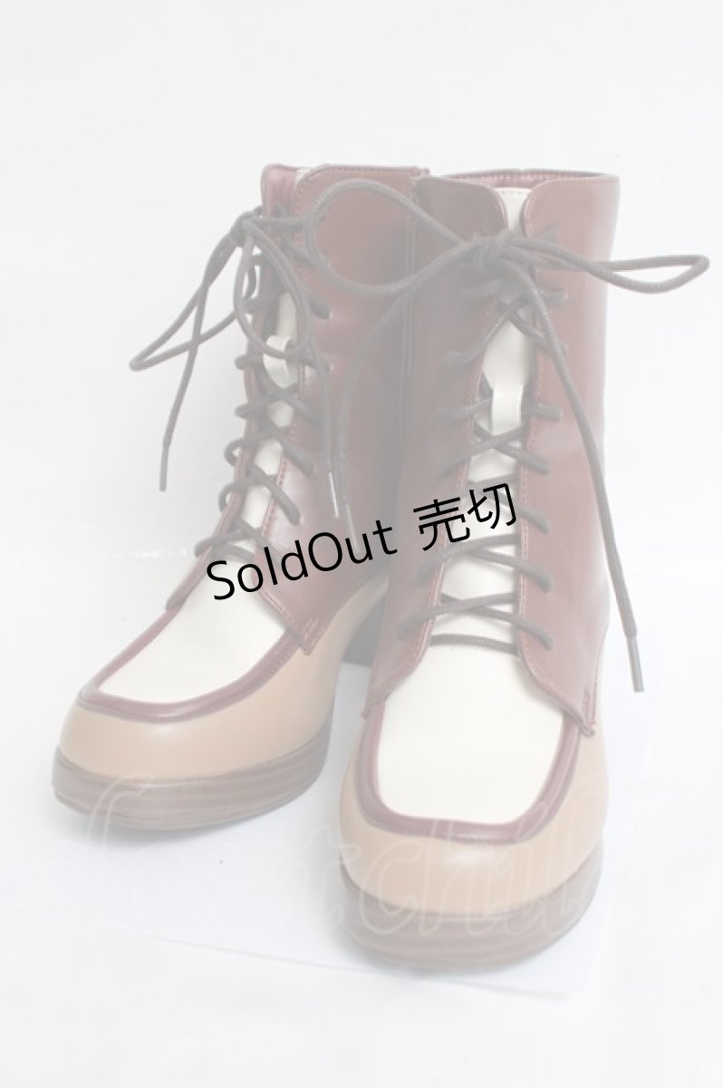 画像1: axes femme / 配色レースアップブーツ M 茶 Y-26-03-16-084-AX-SH-SZ-ZY (1)