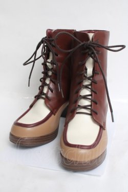 画像1: axes femme / 配色レースアップブーツ M 茶 Y-26-03-16-084-AX-SH-SZ-ZY