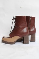 画像2: axes femme / 配色レースアップブーツ M 茶 Y-26-03-16-084-AX-SH-SZ-ZY (2)