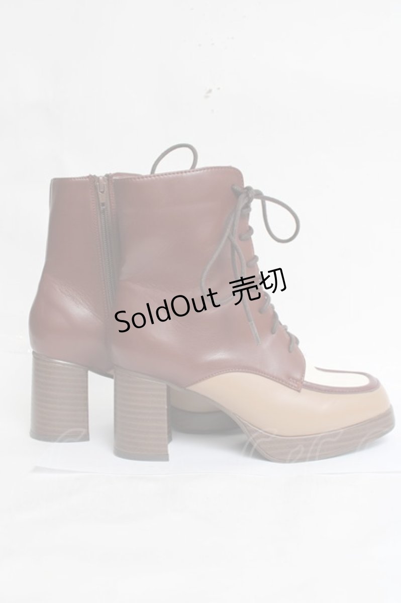 画像4: axes femme / 配色レースアップブーツ M 茶 Y-26-03-16-084-AX-SH-SZ-ZY (4)
