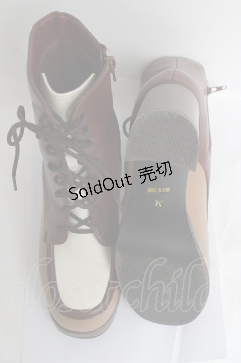 画像5: axes femme / 配色レースアップブーツ M 茶 Y-26-03-16-084-AX-SH-SZ-ZY (5)