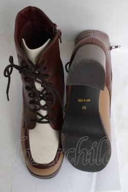 画像5: axes femme / 配色レースアップブーツ M 茶 Y-26-03-16-084-AX-SH-SZ-ZY