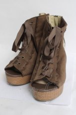 画像1: axes femme / レースアップブーサン L 茶 Y-26-03-16-085-AX-SH-SZ-ZY (1)