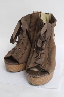 画像1: axes femme / レースアップブーサン L 茶 Y-26-03-16-085-AX-SH-SZ-ZY
