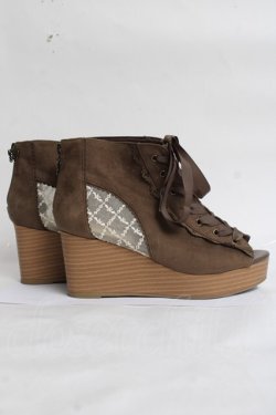 画像4: axes femme / レースアップブーサン L 茶 Y-26-03-16-085-AX-SH-SZ-ZY