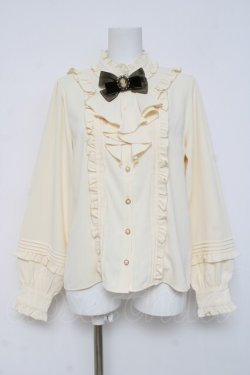 画像1: Amavel / Vintage Doll フリルブラウス F カーキ/生成り Y-26-03-16-091-CA-BL-SZ-ZY