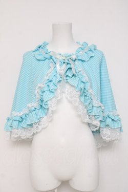 画像1: MARBLE / 千鳥柄ケープ  サックス Y-26-03-16-093-GO-ZA-SZ-ZY