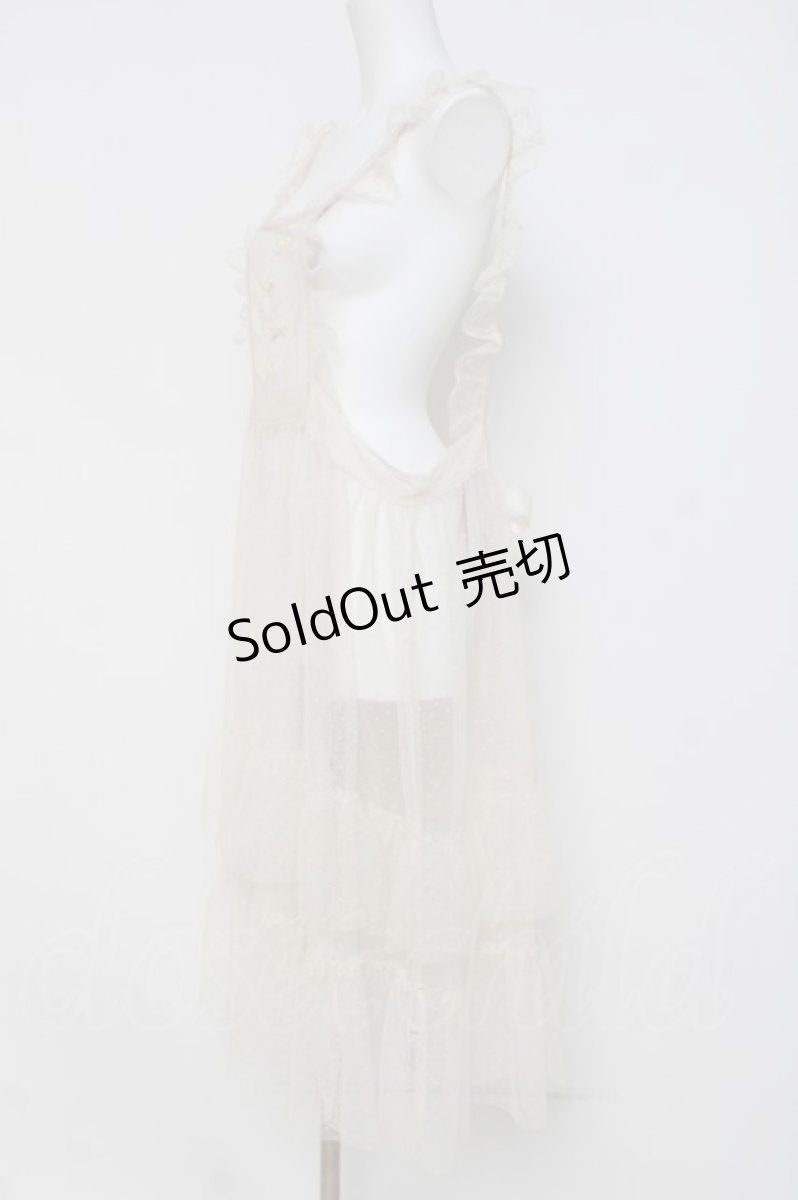 画像2: m petit by misako / TT*AOKドットリボンエプロン  生成り Y-26-03-16-094-LO-OP-SZ-ZY (2)