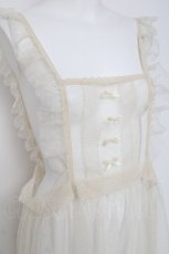 画像4: m petit by misako / TT*AOKドットリボンエプロン  生成り Y-26-03-16-094-LO-OP-SZ-ZY (4)