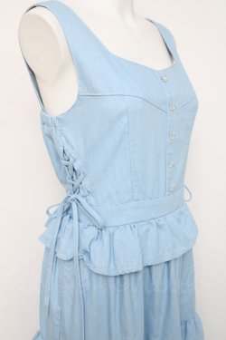 画像2: axes femme / フリルデザインジャンスカ  サックス Y-26-03-16-095-AX-OP-SZ-ZY