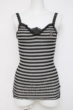 画像1: HYSTERIC GLAMOUR / ファックベアボーダーキャミ  ブラック/グレー Y-26-03-16-111-PU-TO-SZ-ZY