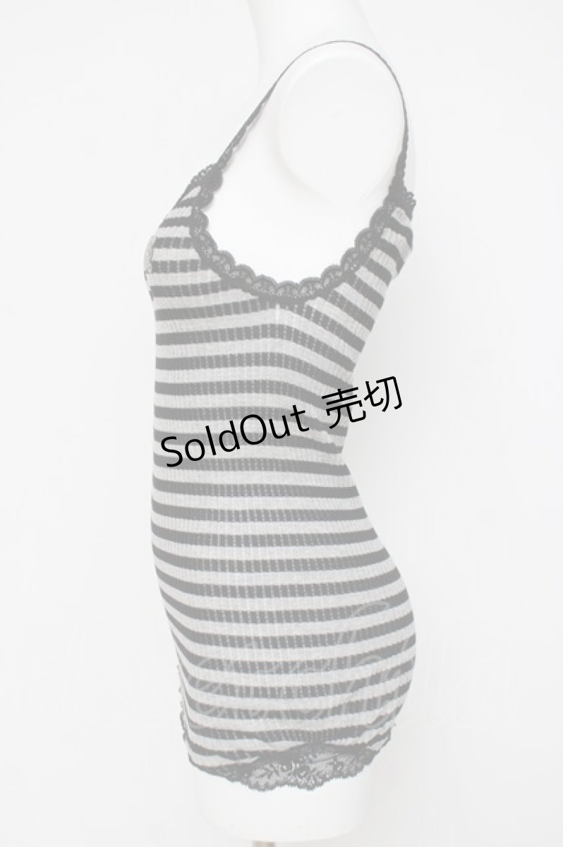 画像3: HYSTERIC GLAMOUR / ファックベアボーダーキャミ  ブラック/グレー Y-26-03-16-111-PU-TO-SZ-ZY (3)