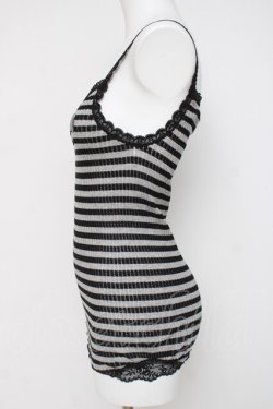 画像3: HYSTERIC GLAMOUR / ファックベアボーダーキャミ  ブラック/グレー Y-26-03-16-111-PU-TO-SZ-ZY