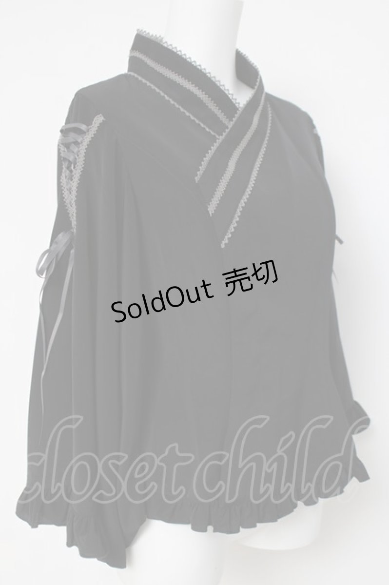 画像2: metamorphose / 着物合わせ風ブラウス  黒 Y-26-03-16-115-ME-BL-AS-ZY (2)