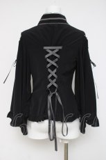 画像4: metamorphose / 着物合わせ風ブラウス  黒 Y-26-03-16-115-ME-BL-AS-ZY (4)