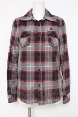 画像1: HYSTERIC GLAMOUR / スカルてんとう虫チェック柄ネルシャツ F グレー/ネイビー/レッド Y-26-03-16-116-PU-BL-SZ-ZY (1)