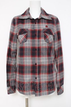 画像1: HYSTERIC GLAMOUR / スカルてんとう虫チェック柄ネルシャツ F グレー/ネイビー/レッド Y-26-03-16-116-PU-BL-SZ-ZY