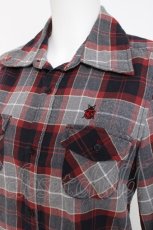 画像2: HYSTERIC GLAMOUR / スカルてんとう虫チェック柄ネルシャツ F グレー/ネイビー/レッド Y-26-03-16-116-PU-BL-SZ-ZY (2)