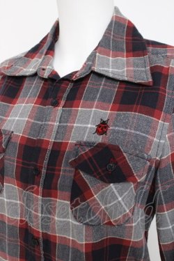 画像2: HYSTERIC GLAMOUR / スカルてんとう虫チェック柄ネルシャツ F グレー/ネイビー/レッド Y-26-03-16-116-PU-BL-SZ-ZY