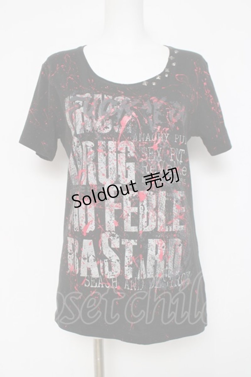 画像1: SEX POT ReVeNGe / 飛沫pt半袖カットソー  黒 Y-26-03-16-117-SP-TO-SZ-ZS (1)