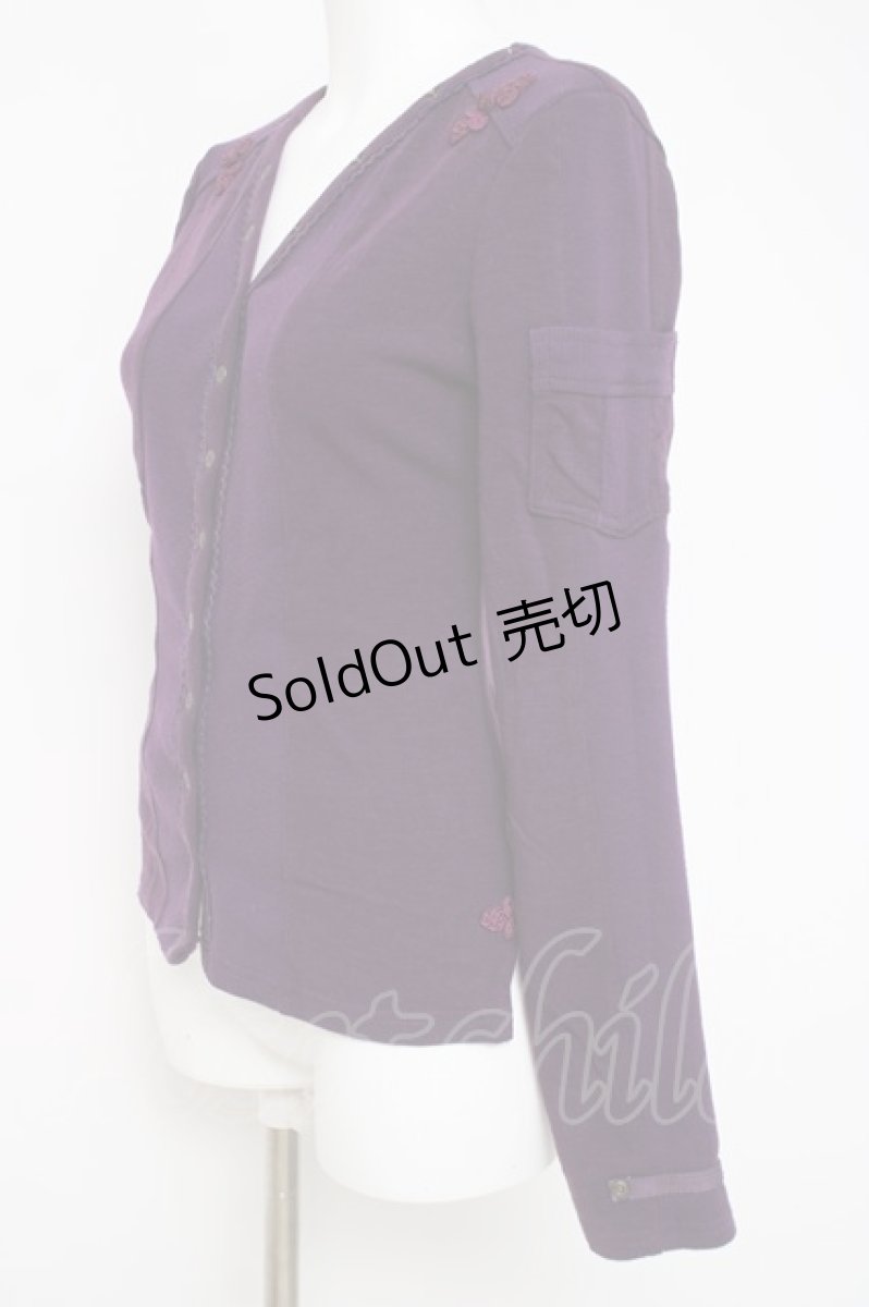 画像2: Ozz On / 菊刺繍チャイナボタントップス  紫 Y-26-03-16-118-OO-TO-SZ-ZY (2)