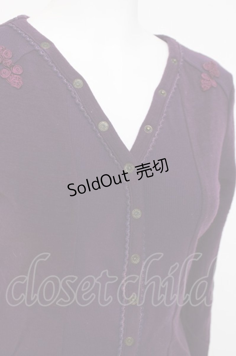 画像5: Ozz On / 菊刺繍チャイナボタントップス  紫 Y-26-03-16-118-OO-TO-SZ-ZY (5)