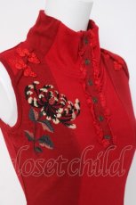 画像5: Ozz On / 菊刺繍ハイネックノースリーブトップス  赤 Y-26-03-16-119-OO-TO-SZ-ZY (5)
