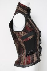 画像2: Ozz On / レジメ柄ZIPベスト  ブラウン/黒 Y-26-03-16-120-OO-TO-SZ-ZY (2)