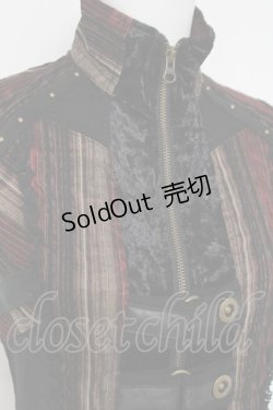 画像4: Ozz On / レジメ柄ZIPベスト  ブラウン/黒 Y-26-03-16-120-OO-TO-SZ-ZY