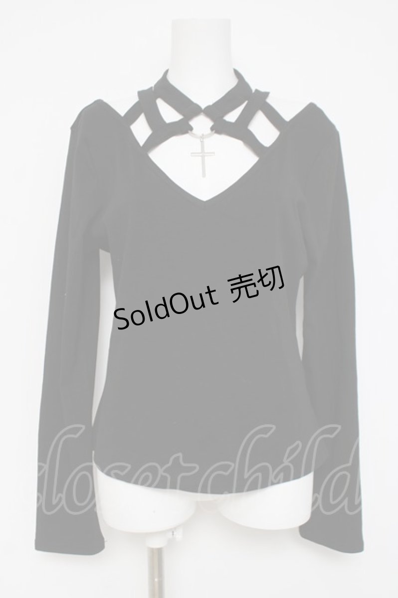 画像1: DARK IN LOVE / チョーカーデザインカットソー  黒 Y-26-03-16-122-PU-TO-SZ-ZY (1)