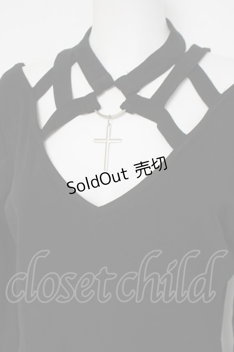 画像2: DARK IN LOVE / チョーカーデザインカットソー  黒 Y-26-03-16-122-PU-TO-SZ-ZY (2)