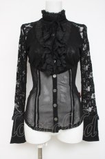 画像1: Ozz On / レース×メッシュブラウス  黒 Y-26-03-16-125-OO-BL-SZ-ZY (1)