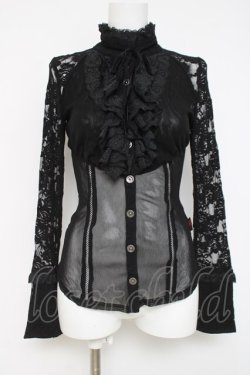 画像1: Ozz On / レース×メッシュブラウス  黒 Y-26-03-16-125-OO-BL-SZ-ZY