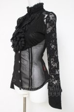 画像2: Ozz On / レース×メッシュブラウス  黒 Y-26-03-16-125-OO-BL-SZ-ZY (2)