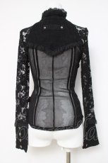 画像3: Ozz On / レース×メッシュブラウス  黒 Y-26-03-16-125-OO-BL-SZ-ZY (3)