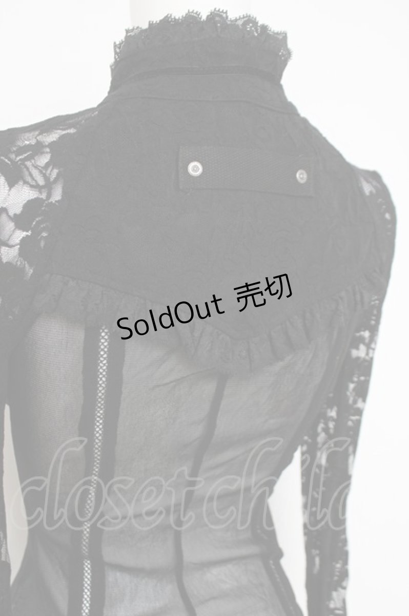 画像4: Ozz On / レース×メッシュブラウス  黒 Y-26-03-16-125-OO-BL-SZ-ZY (4)