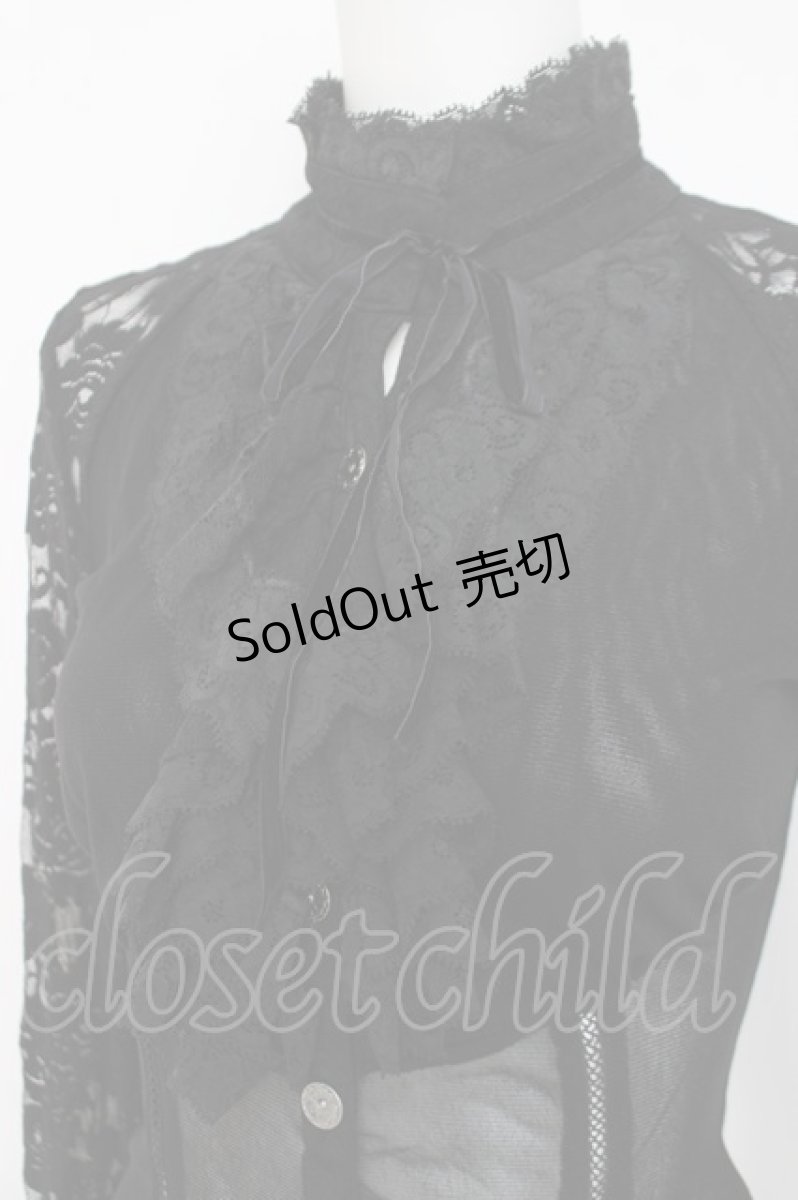 画像5: Ozz On / レース×メッシュブラウス  黒 Y-26-03-16-125-OO-BL-SZ-ZY (5)
