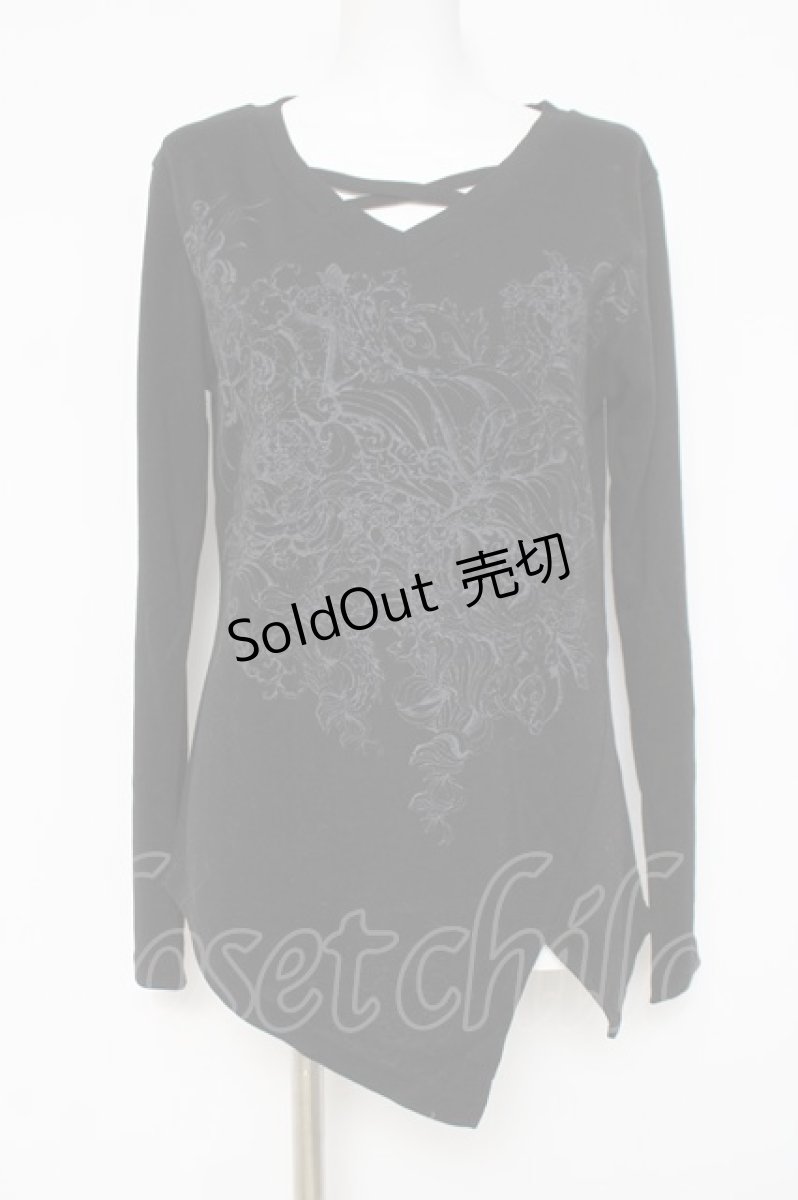 画像1: Rozen Kavalier / 胸元クロスプリントプルオーバー  黒 Y-26-03-16-127-OO-TO-SZ-ZY (1)