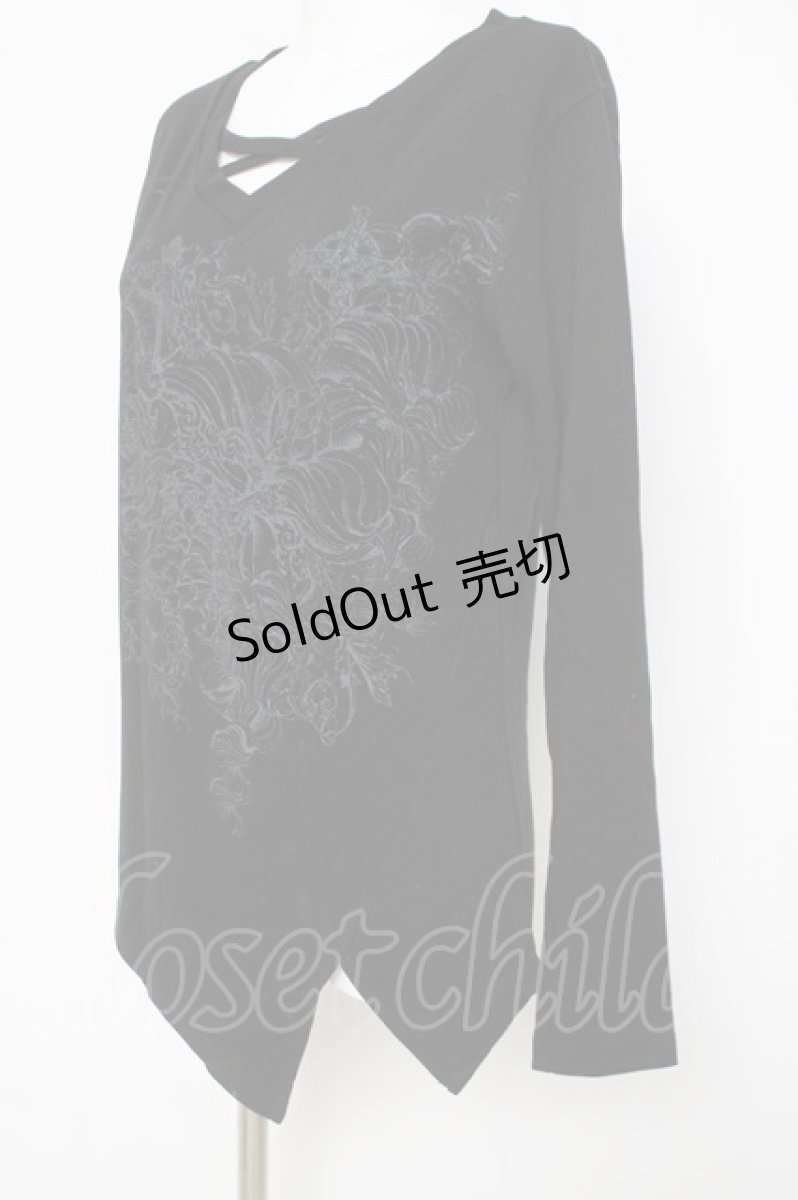 画像2: Rozen Kavalier / 胸元クロスプリントプルオーバー  黒 Y-26-03-16-127-OO-TO-SZ-ZY (2)