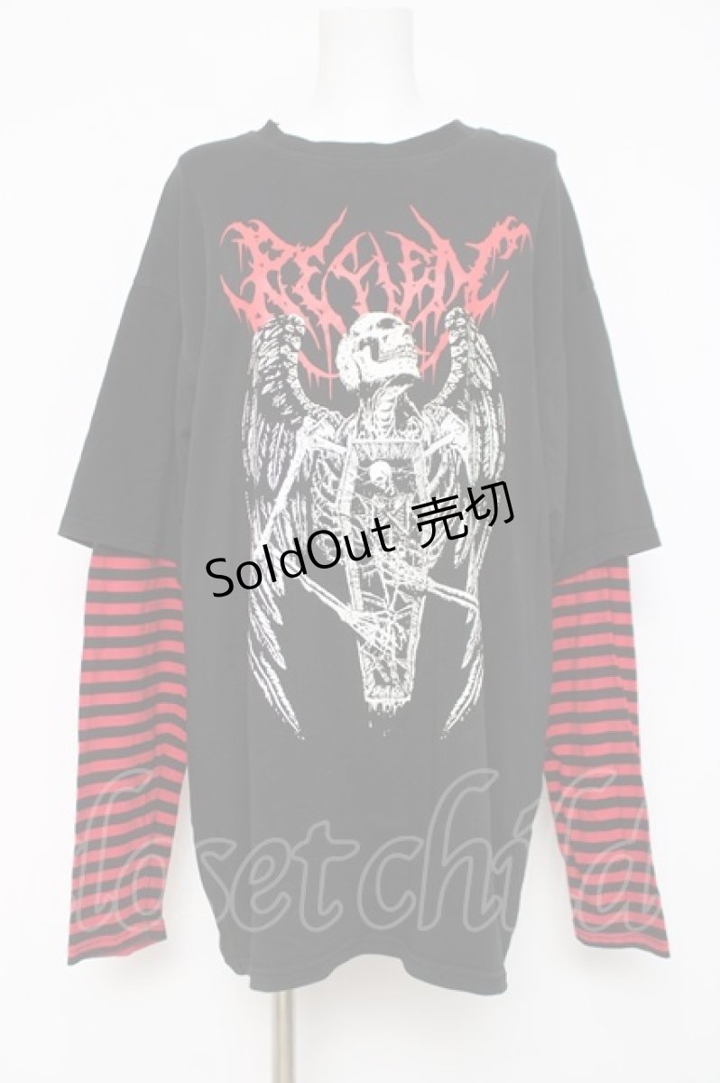 画像1: REFLEM / レイヤードボーダーL/S Tee F ブラック/レッド Y-26-03-16-132-PU-TO-SZ-ZY (1)