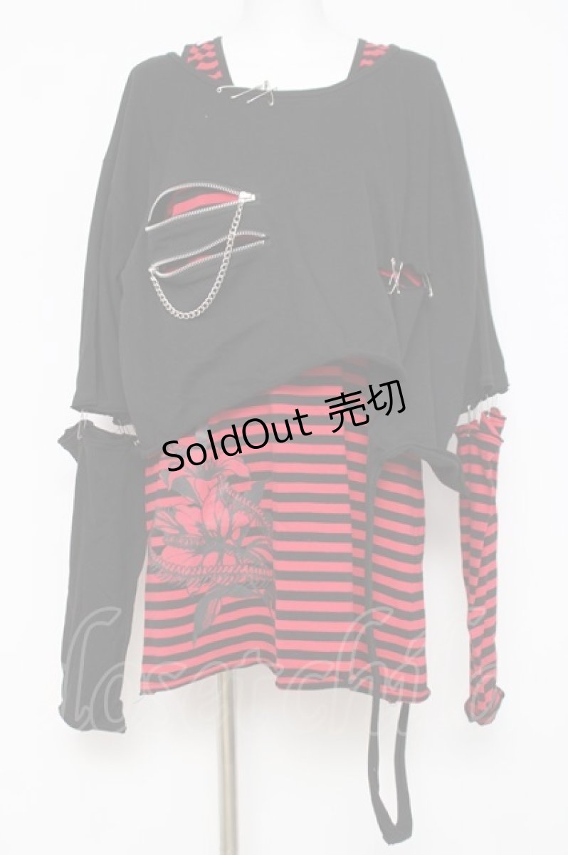 画像1: CIVARIZE / パンクレイヤード2PセットTシャツ F ブラック/レッド Y-26-03-16-135-GO-TS-SZ-ZY (1)