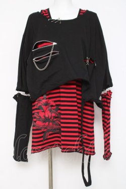 画像1: CIVARIZE / パンクレイヤード2PセットTシャツ F ブラック/レッド Y-26-03-16-135-GO-TS-SZ-ZY