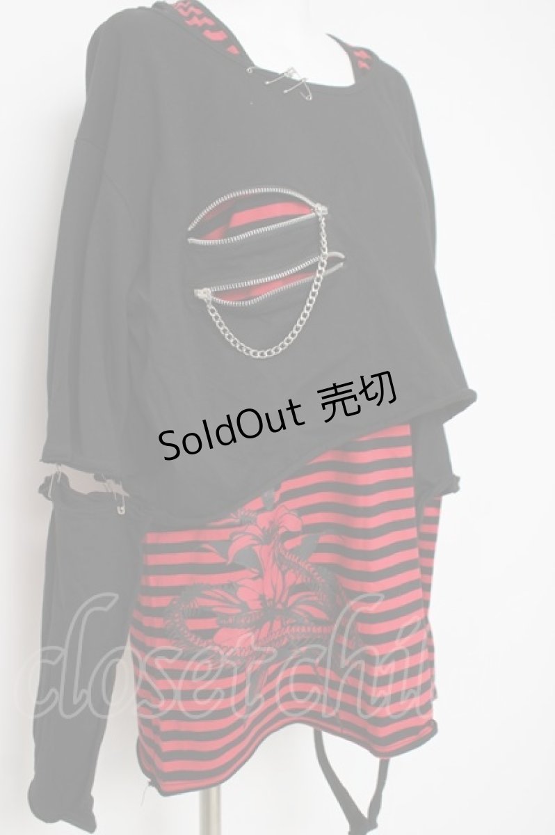 画像2: CIVARIZE / パンクレイヤード2PセットTシャツ F ブラック/レッド Y-26-03-16-135-GO-TS-SZ-ZY (2)