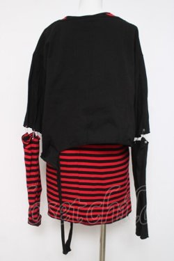 画像4: CIVARIZE / パンクレイヤード2PセットTシャツ F ブラック/レッド Y-26-03-16-135-GO-TS-SZ-ZY