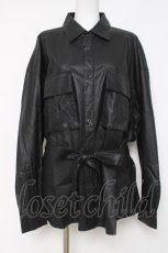 画像1: CIVARIZE / PUレザーオーバーサイズミリタリーシャツ F ブラック Y-26-03-16-140-GO-BL-SZ-ZY (1)