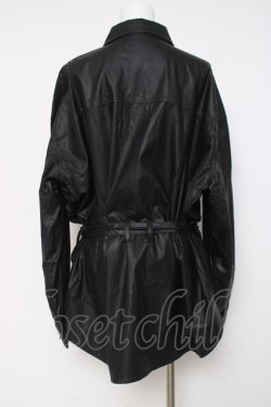 画像2: CIVARIZE / PUレザーオーバーサイズミリタリーシャツ F ブラック Y-26-03-16-140-GO-BL-SZ-ZY