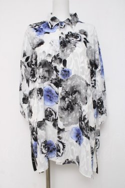 画像1: CIVARIZE / シースルーシフォンジャガードビッグローズシャツ F ホワイト Y-26-03-16-144-GO-BL-SZ-ZY