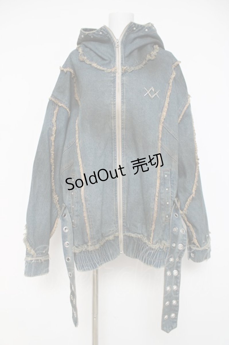 画像1: REFLEM / 顔料加工ハイネックデニムパーカー F ブルー Y-26-03-16-153-PU-JA-SZ-ZY (1)