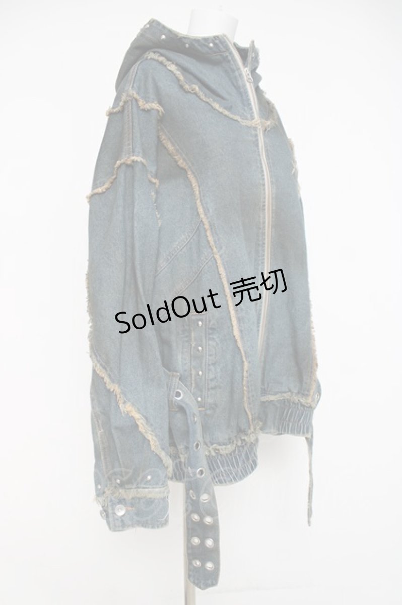 画像2: REFLEM / 顔料加工ハイネックデニムパーカー F ブルー Y-26-03-16-153-PU-JA-SZ-ZY (2)